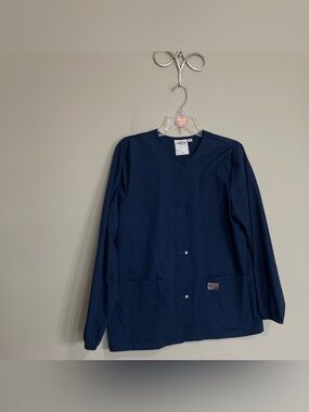 Scrub Zone Navy Snap-Front Jacket by WonderWink ~ Sz Small Medical Staff